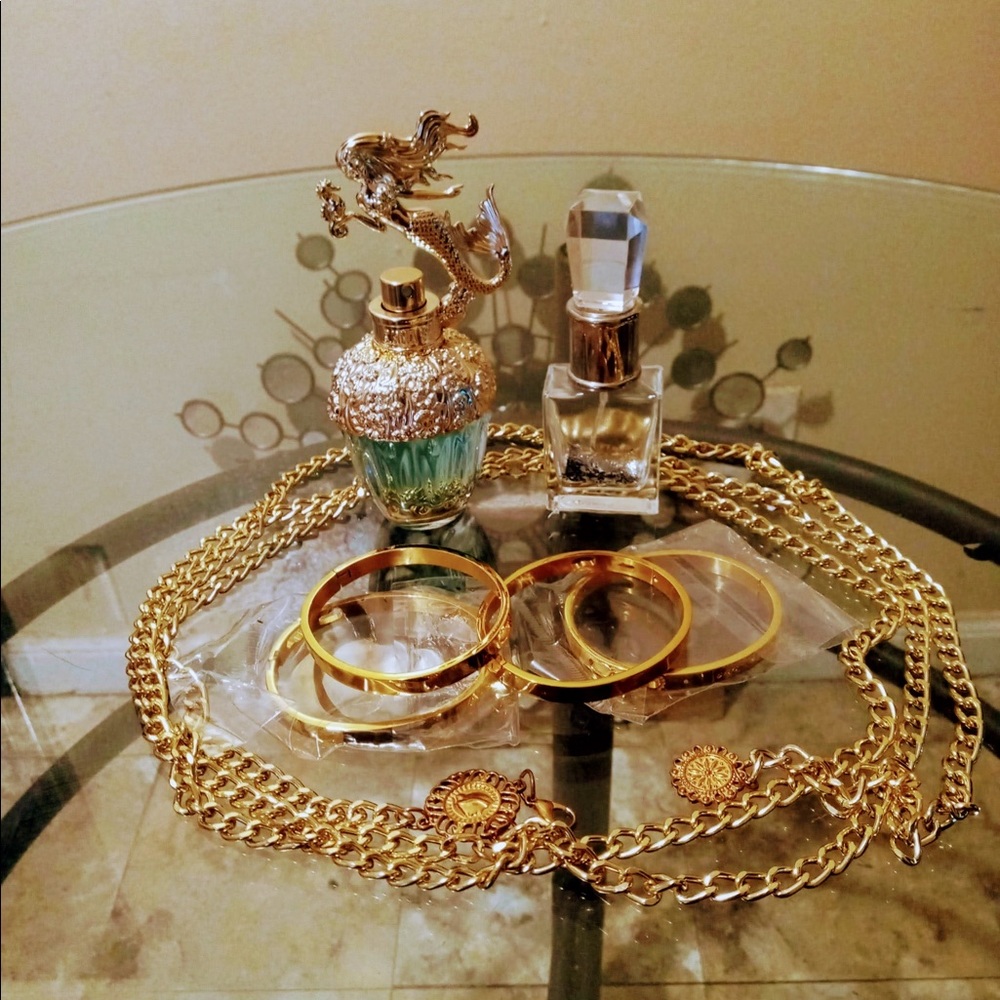 Woman’s gold bracelets